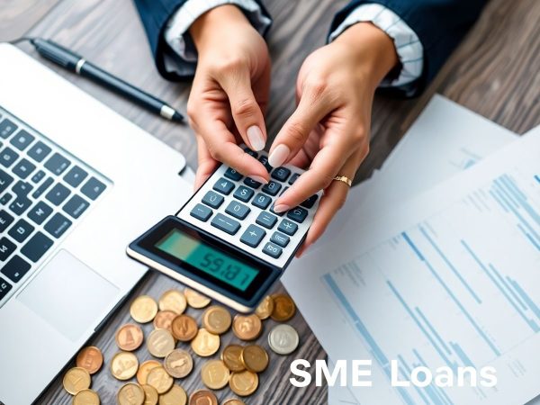 Mâini de antreprenor cu documente financiare și calculator.